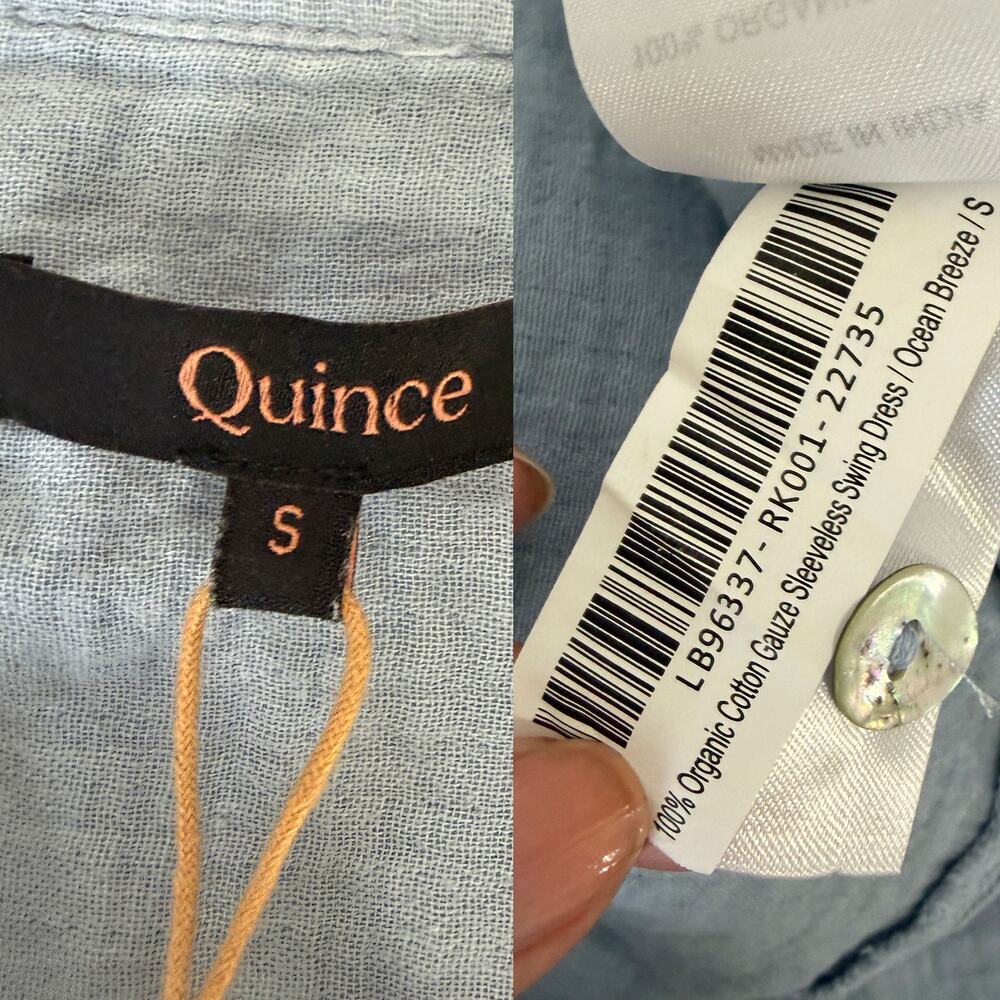 Quince NWT 100% Organic Cotton Gauze Sleeveless Swing Dress Ocean Breeze S - Picture 13 of 15